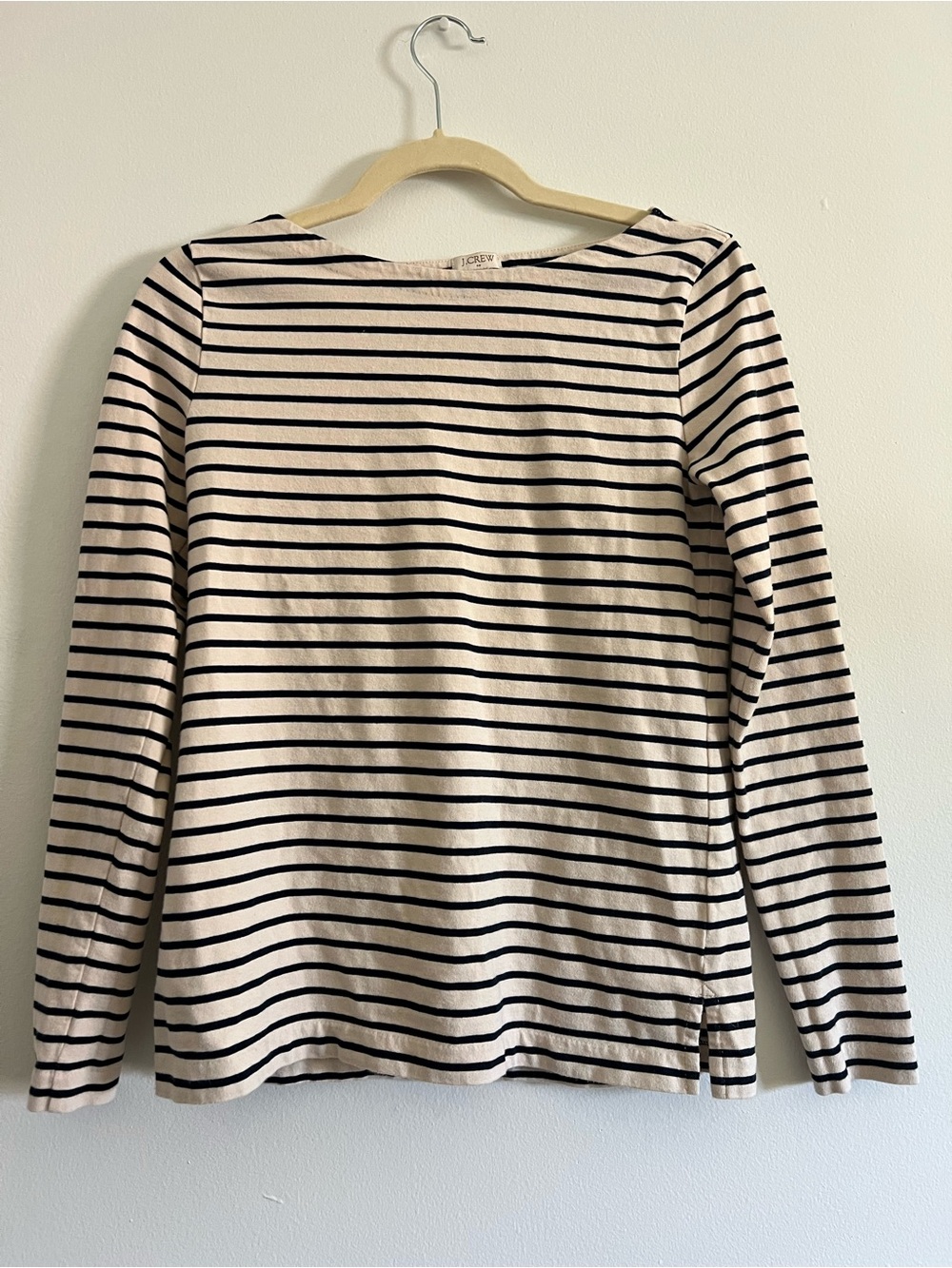 J. Crew Striped Boatneck Long-Sleeve Top - Black & Cream